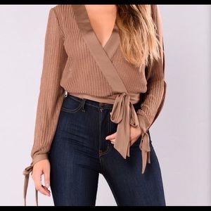 Cute Mocha Surplice Top from Fashion Nova